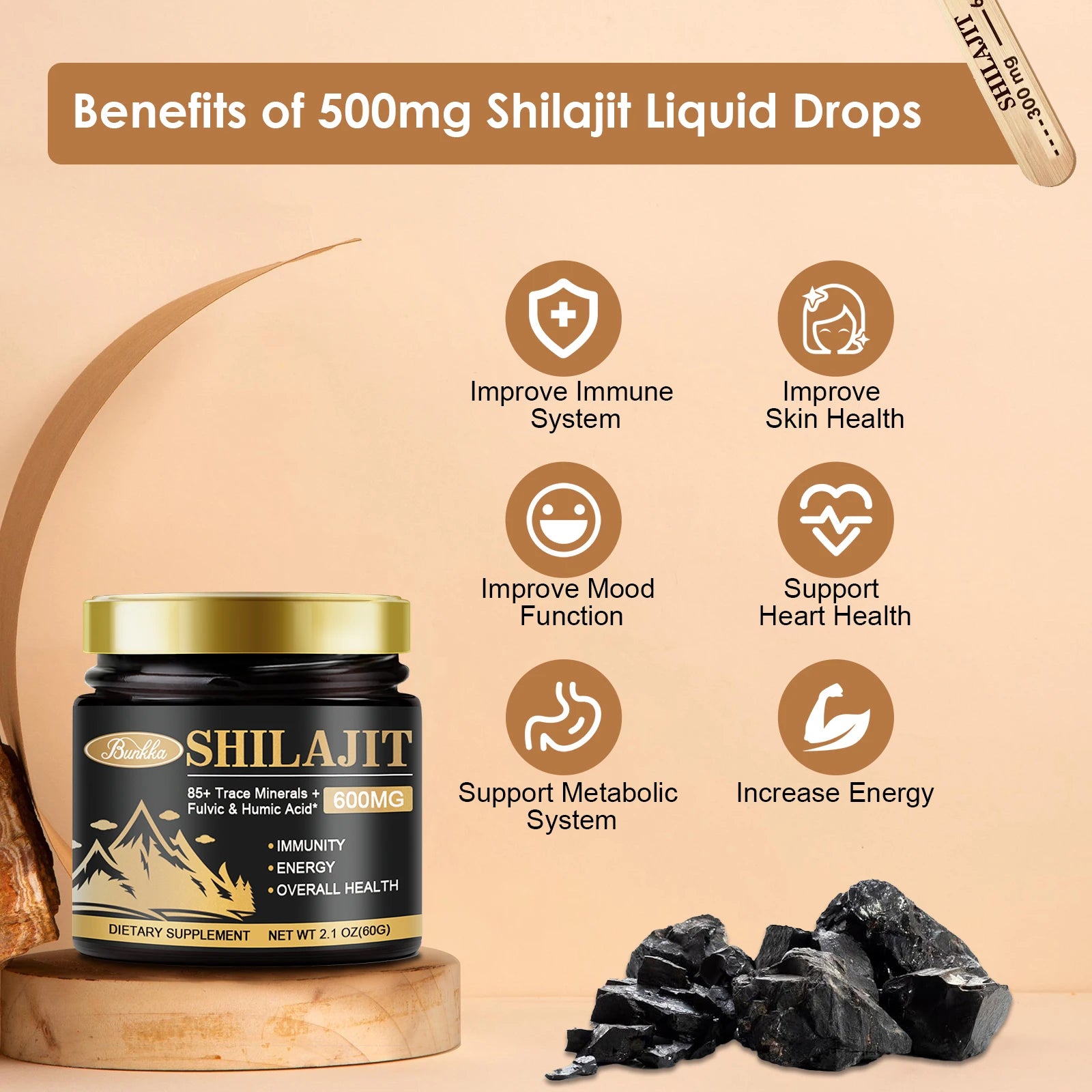 Résine Shilajit Pure des Himalayas 100% Bio – Énergie, Beauté & Équilibre Hormonal | 85+ Minéraux & Acide Fulvique - Moumiyo™